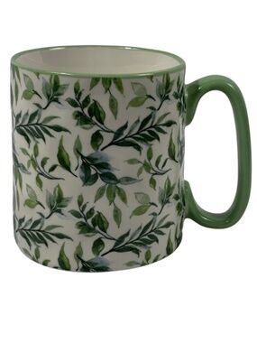 10 Strawberry Street Ceramic Mug with Green Leaf Design